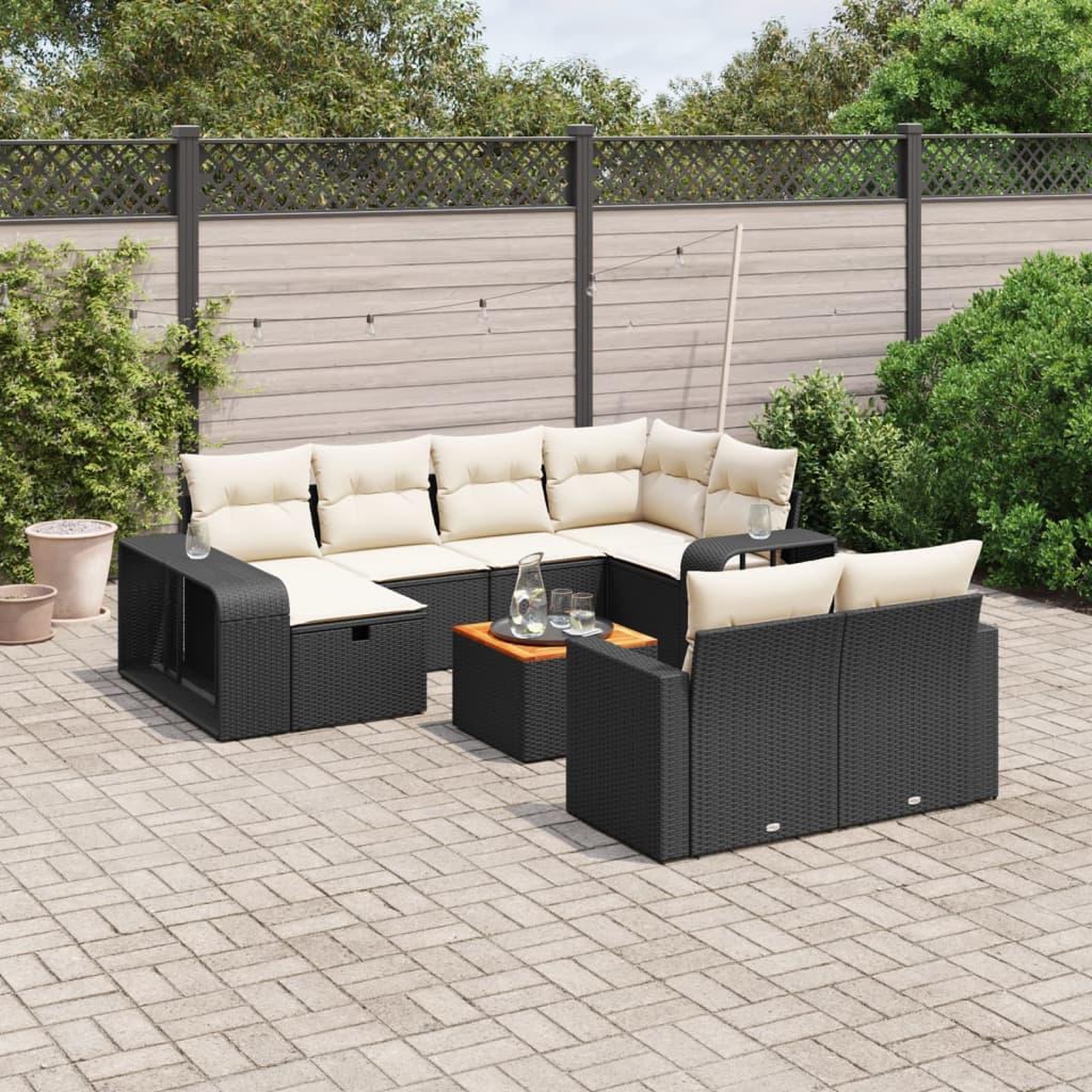 VIDAXL Salon de jardin 11 pcs avec coussins noir resine tressee