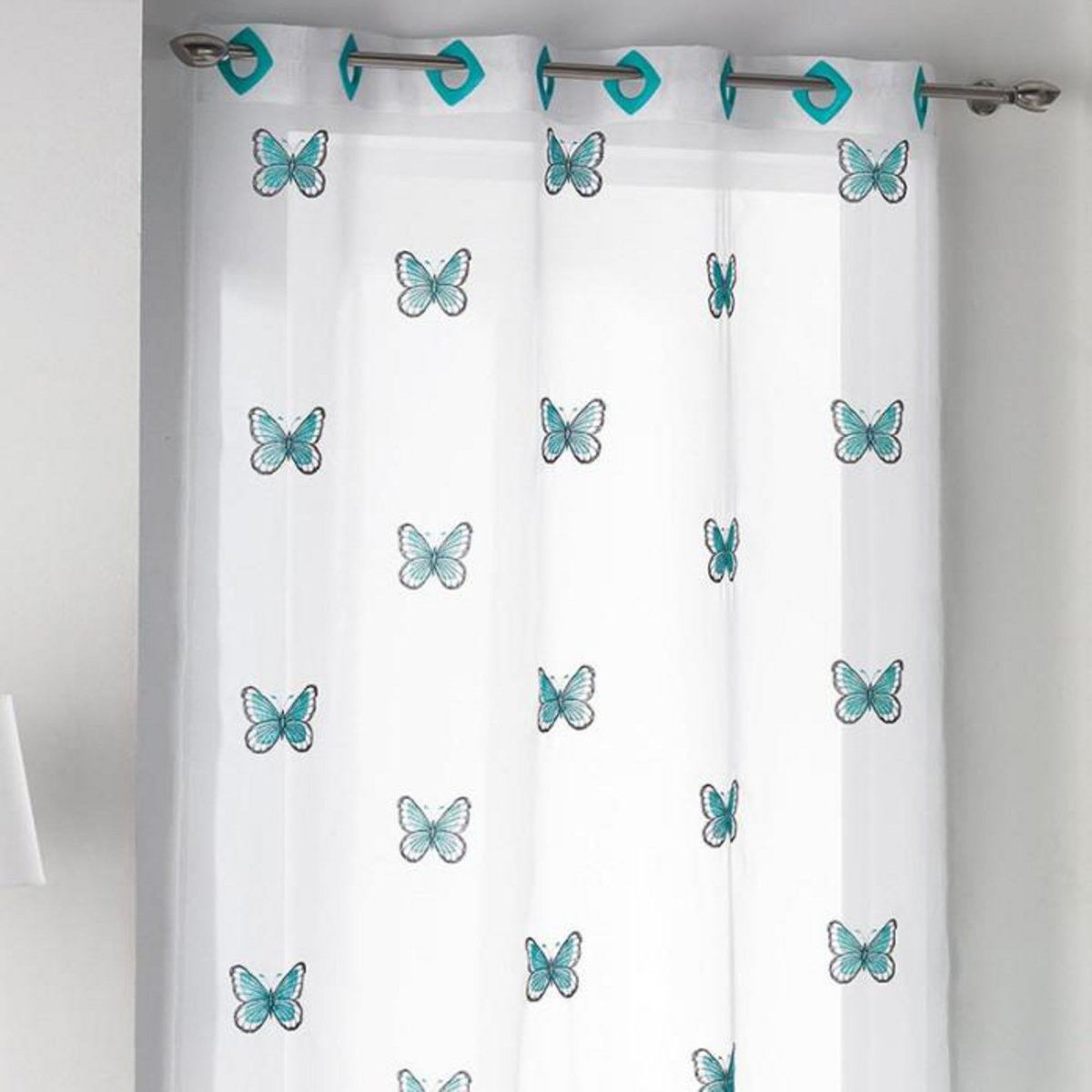 Paris Prix Rideau Voilage Brodé  Papilu  140x240cm Bleu