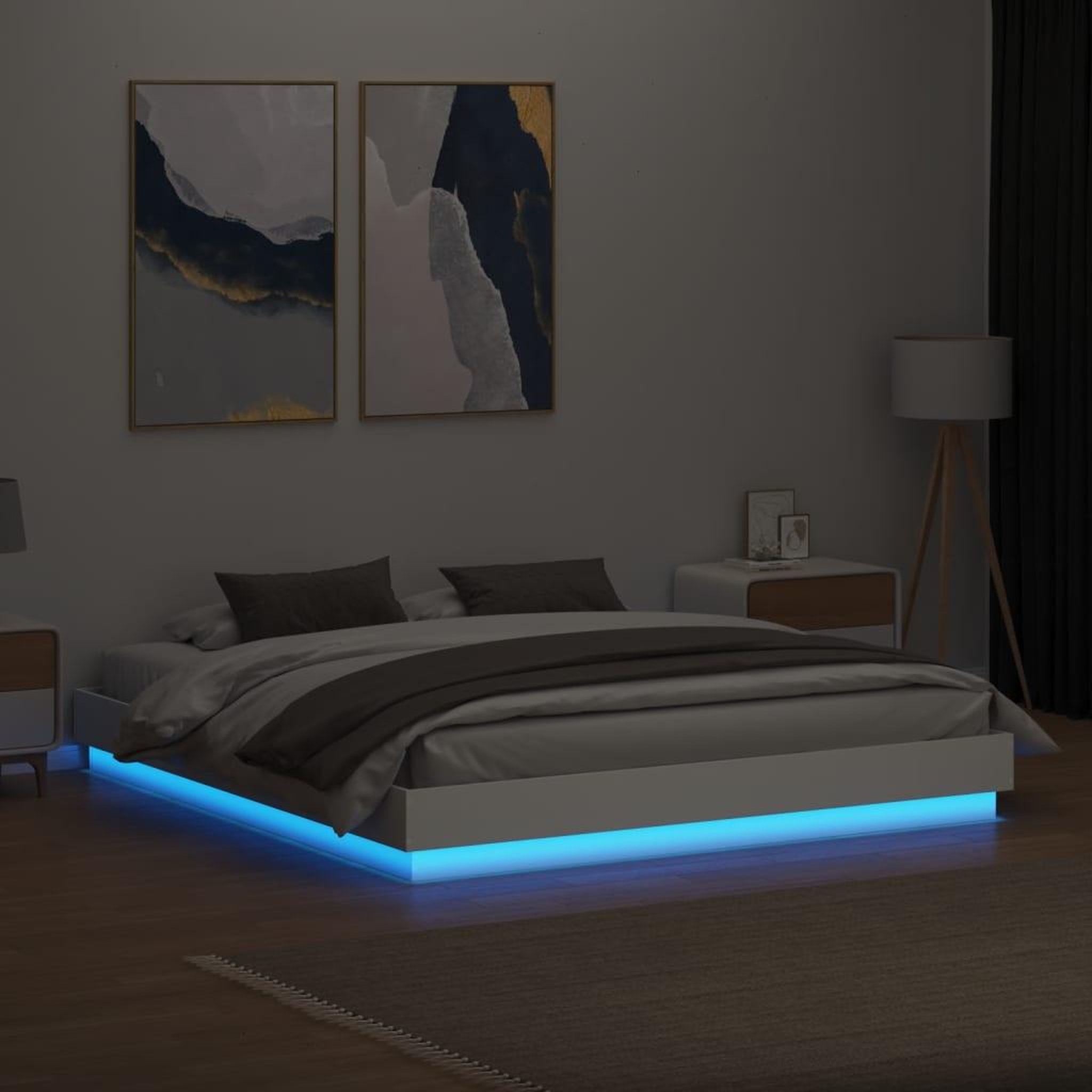 Voir la diapositive 4 : VIDAXL Cadre de lit avec LED sans matelas blanc 180x200 cm