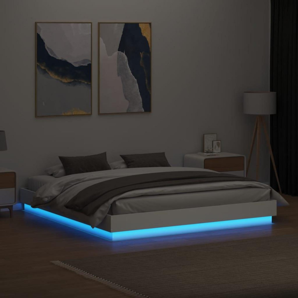 VIDAXL Cadre de lit avec LED sans matelas blanc 180x200 cm