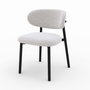 Voir la diapositive 5 : MAISON PAVANE Lot de 2 chaises en tissu gris clair chiné et pieds en métal noir-Nao