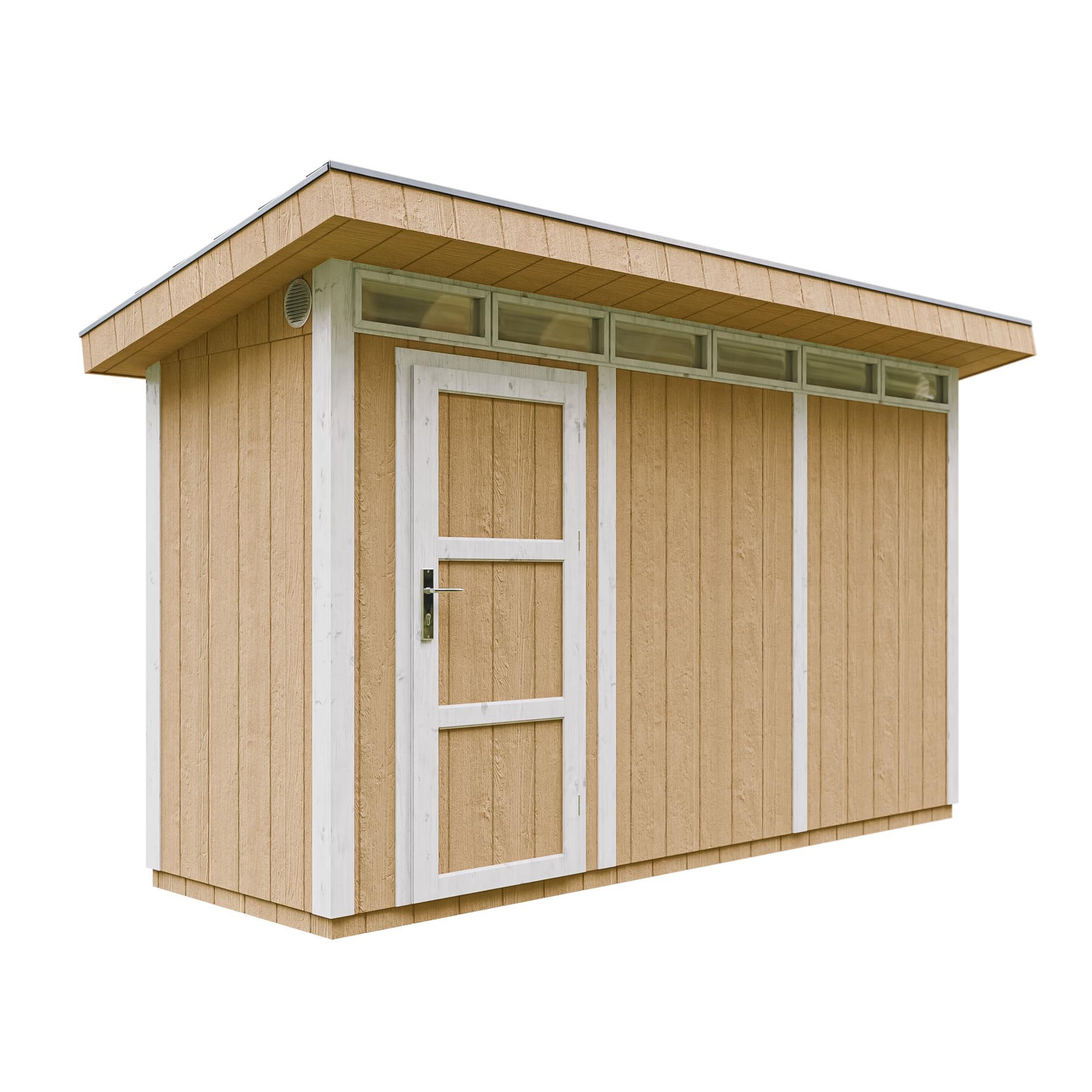 Voir la diapositive 1 : TIMBELA Abri de Jardin Qualité Premium 4m² /L161xL412xH239 cm avec sol, bardeaux bitumineux M902