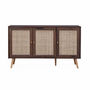 Voir la diapositive 5 : SWEEEK Buffet de rangement en cannage 120x39x70cm  - Bohème - 2 niveaux. 3 portes. pieds scandinaves. buffet bas