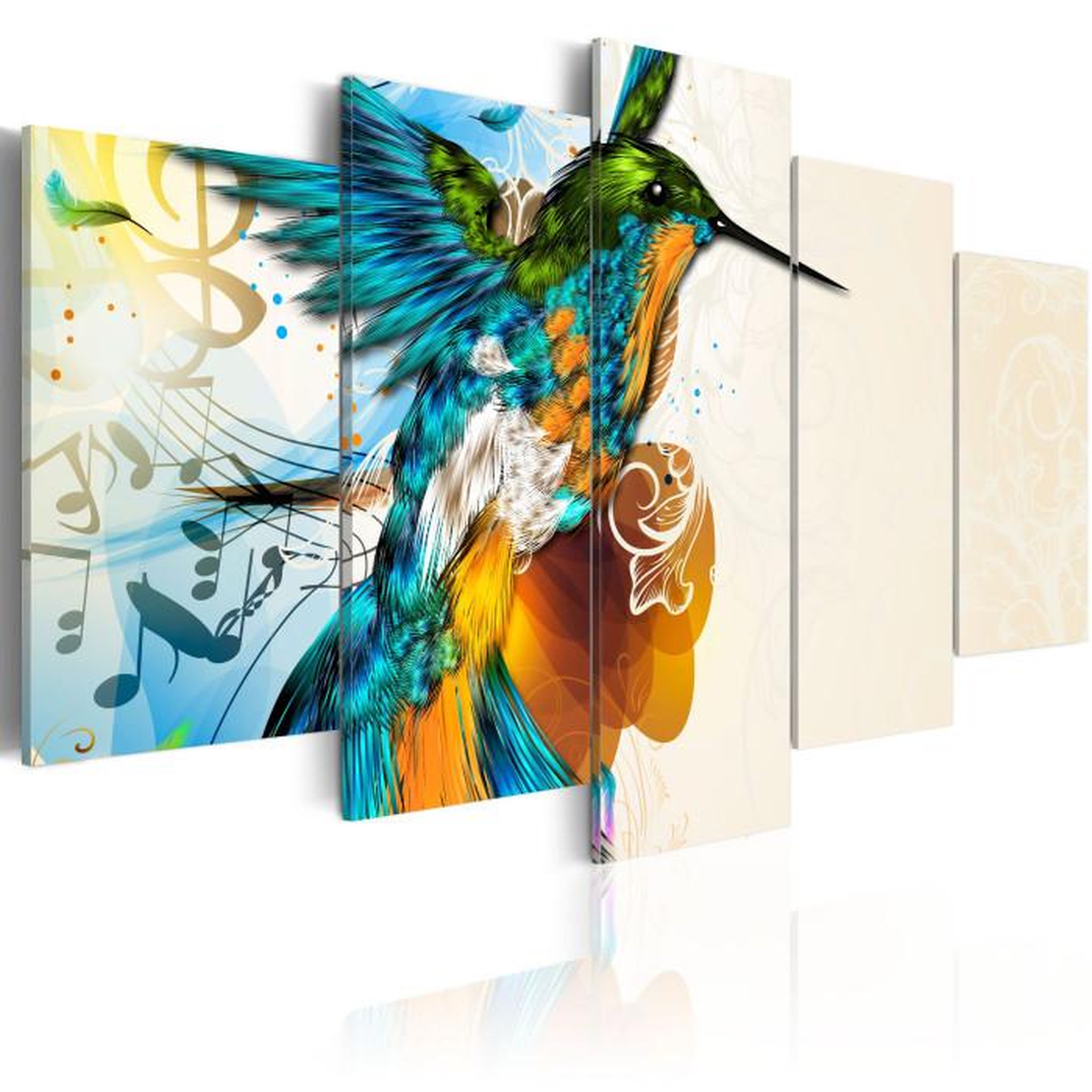 Paris Prix Tableau Imprimé  Bird's Music 5 Pieces. Coloris disponibles : Multicolore