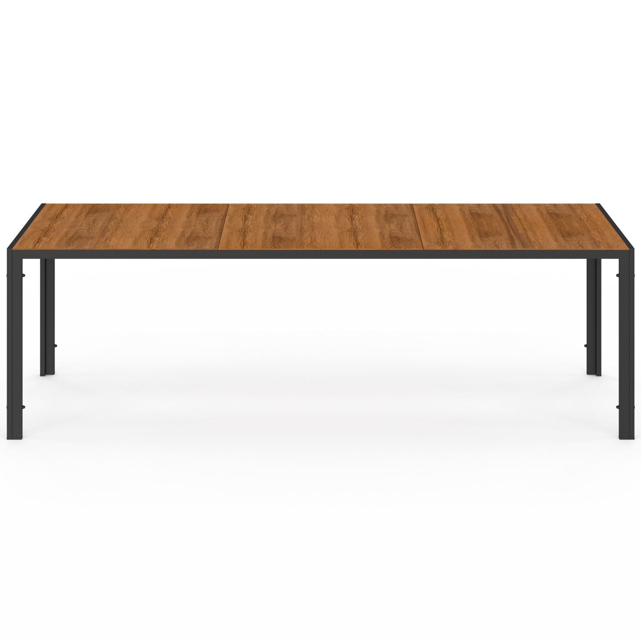 Voir la diapositive 3 : ID MARKET Salon de jardin noumea table 240 cm plateau verre trempé effet bois et 10 chaises empilables noir et bois
