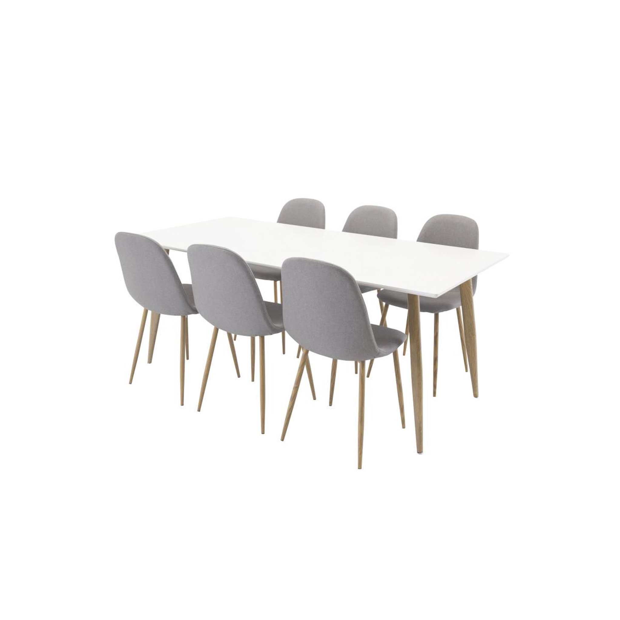 Voir la diapositive 2 : Paris Prix Ensemble table à manger & 6 chaises  polar  180cm blanc & gris