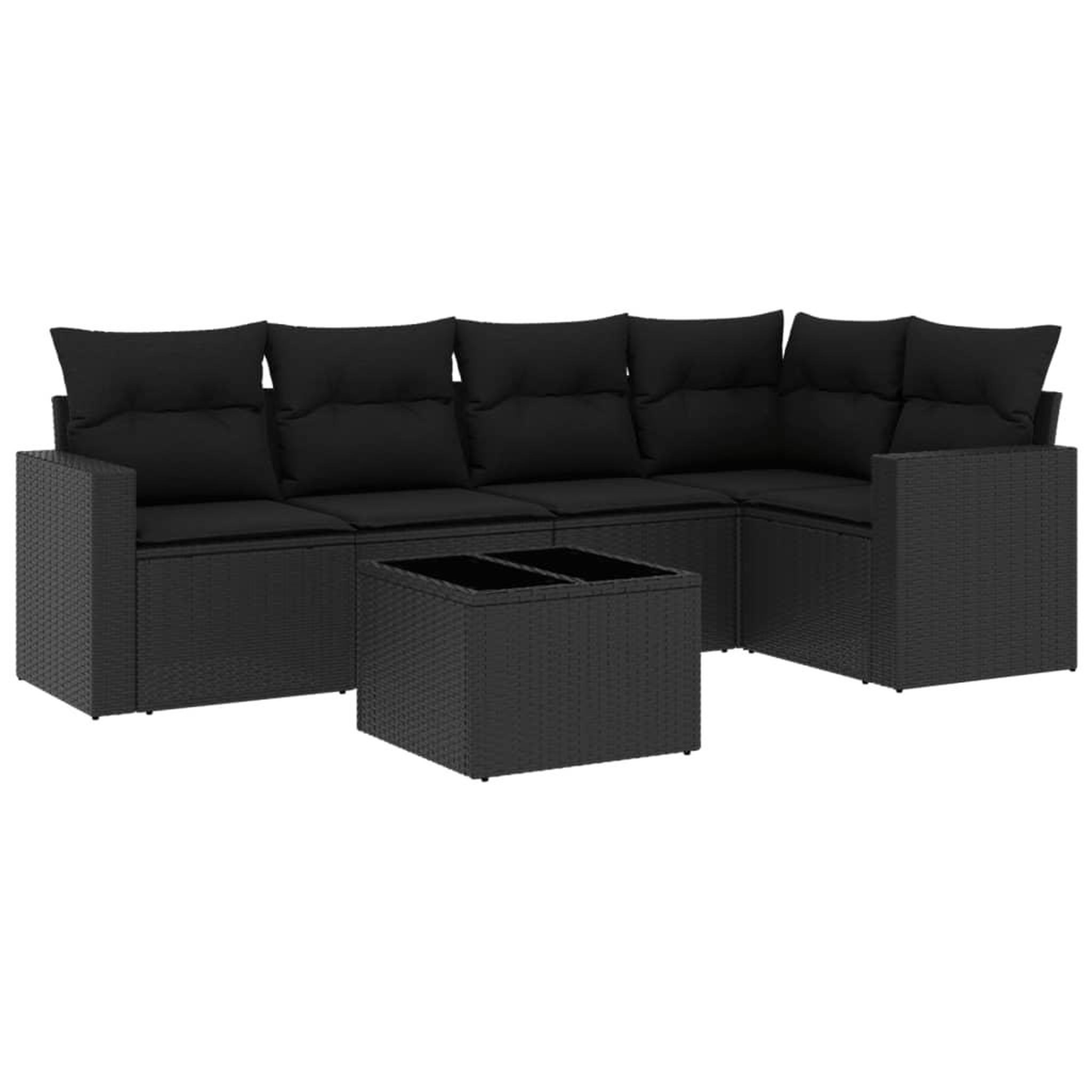 Voir la diapositive 2 : VIDAXL Salon de jardin 6 pcs avec coussins noir resine tressee