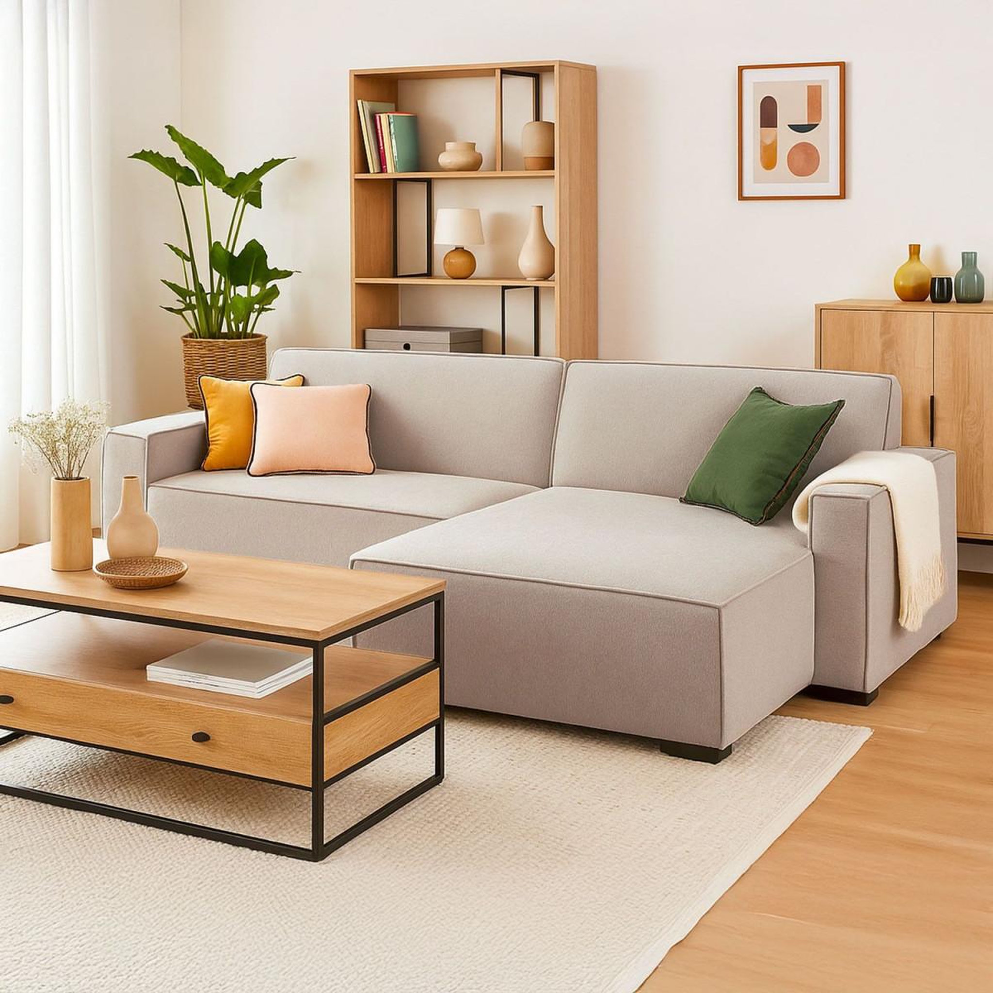 Voir la diapositive 5 : Paris Prix Canapé convertible angle réversible  romeo  275cm taupe