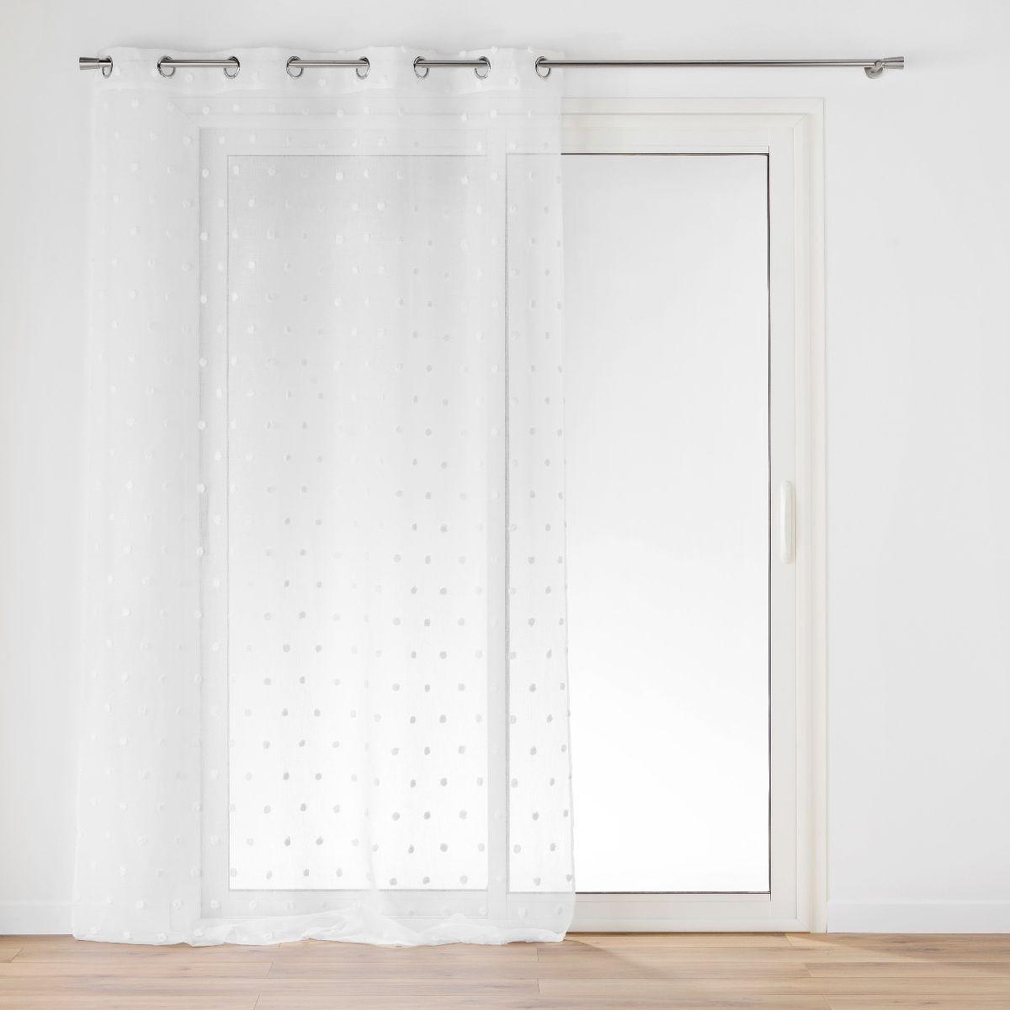 Douceur d'Intérieur Rideau voilage à œillets  pompinou  140x240cm blanc