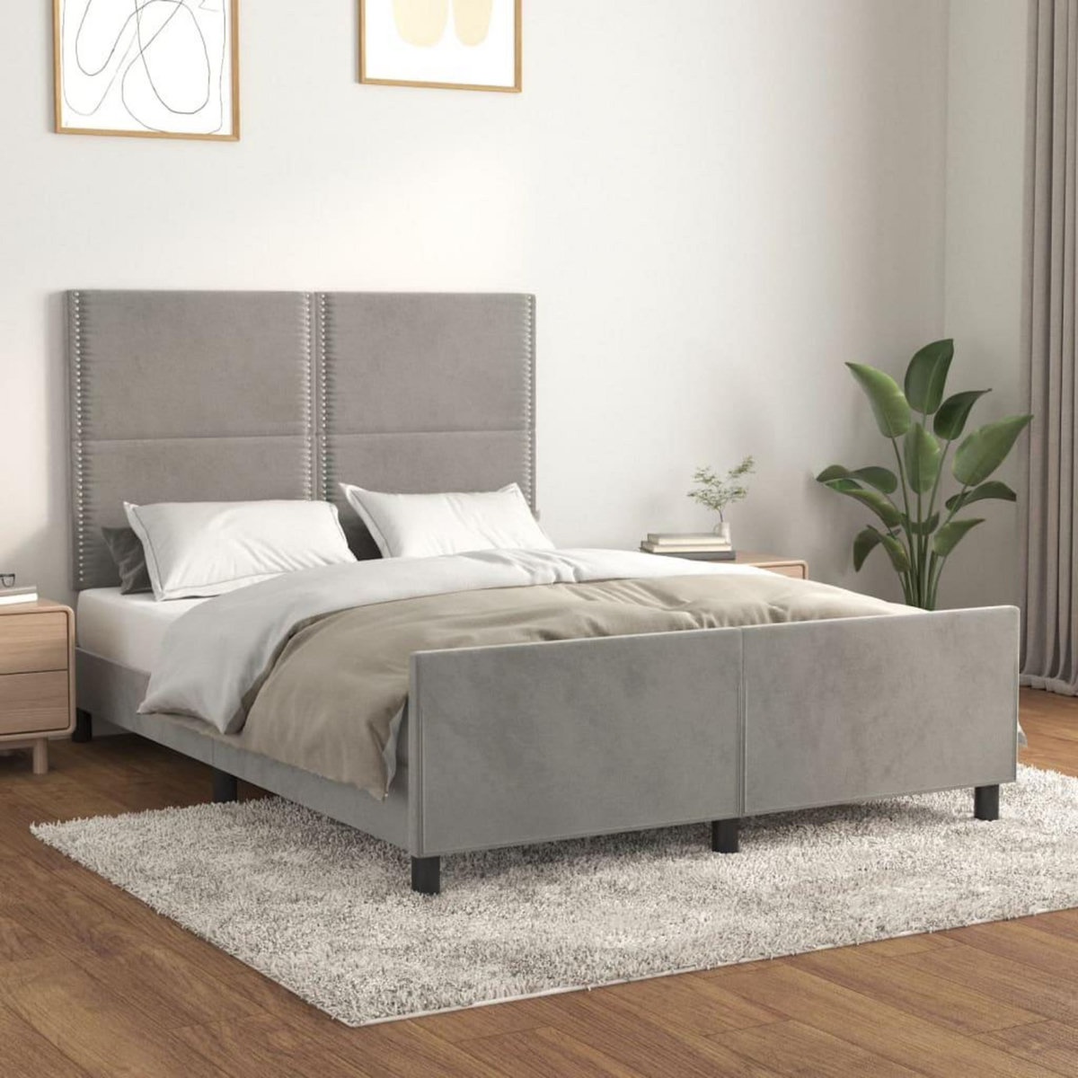 VIDAXL Cadre de lit sans matelas gris clair 140x200 cm velours