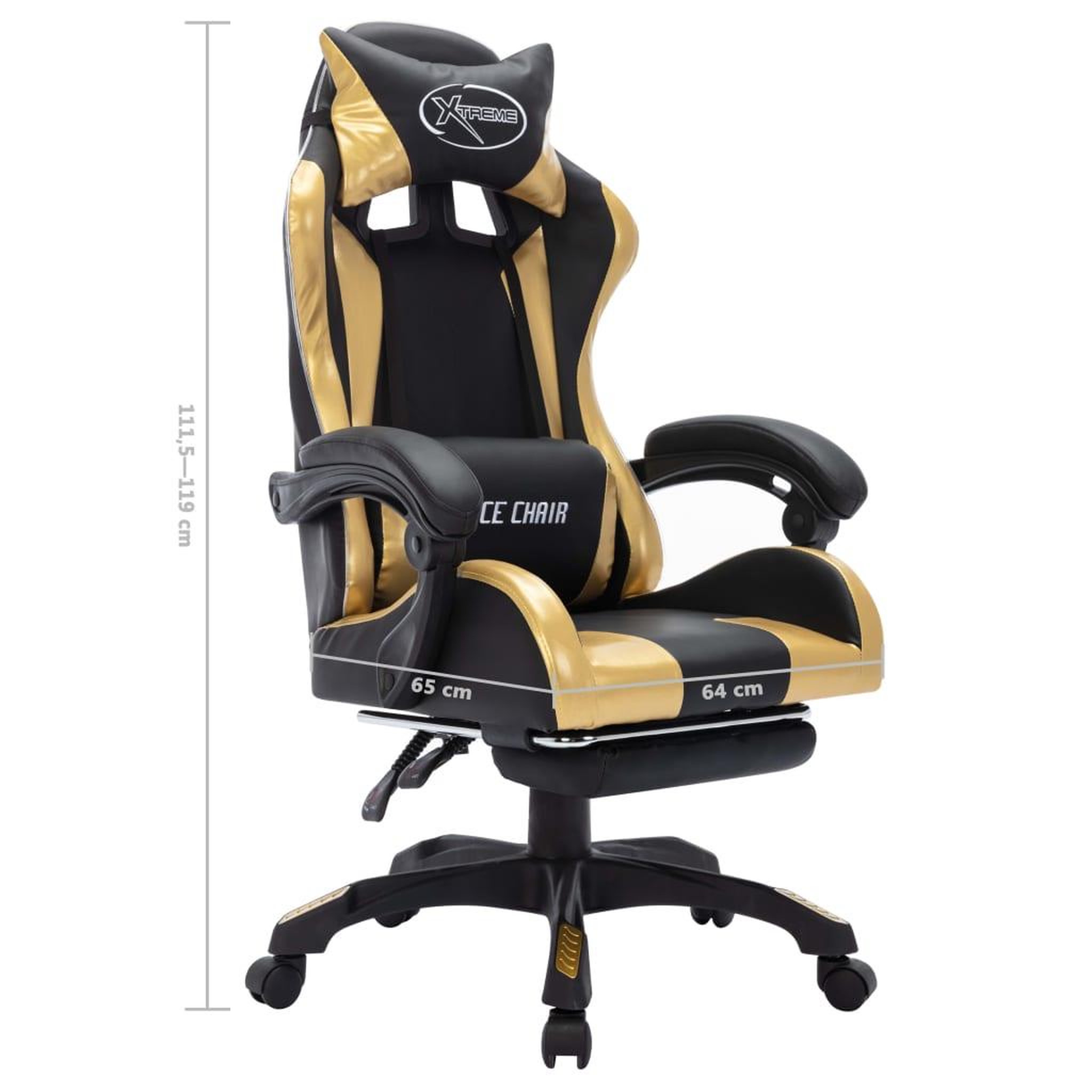 Voir la diapositive 6 : VIDAXL Fauteuil de jeux video avec LED RVB Dore et noir Similicuir