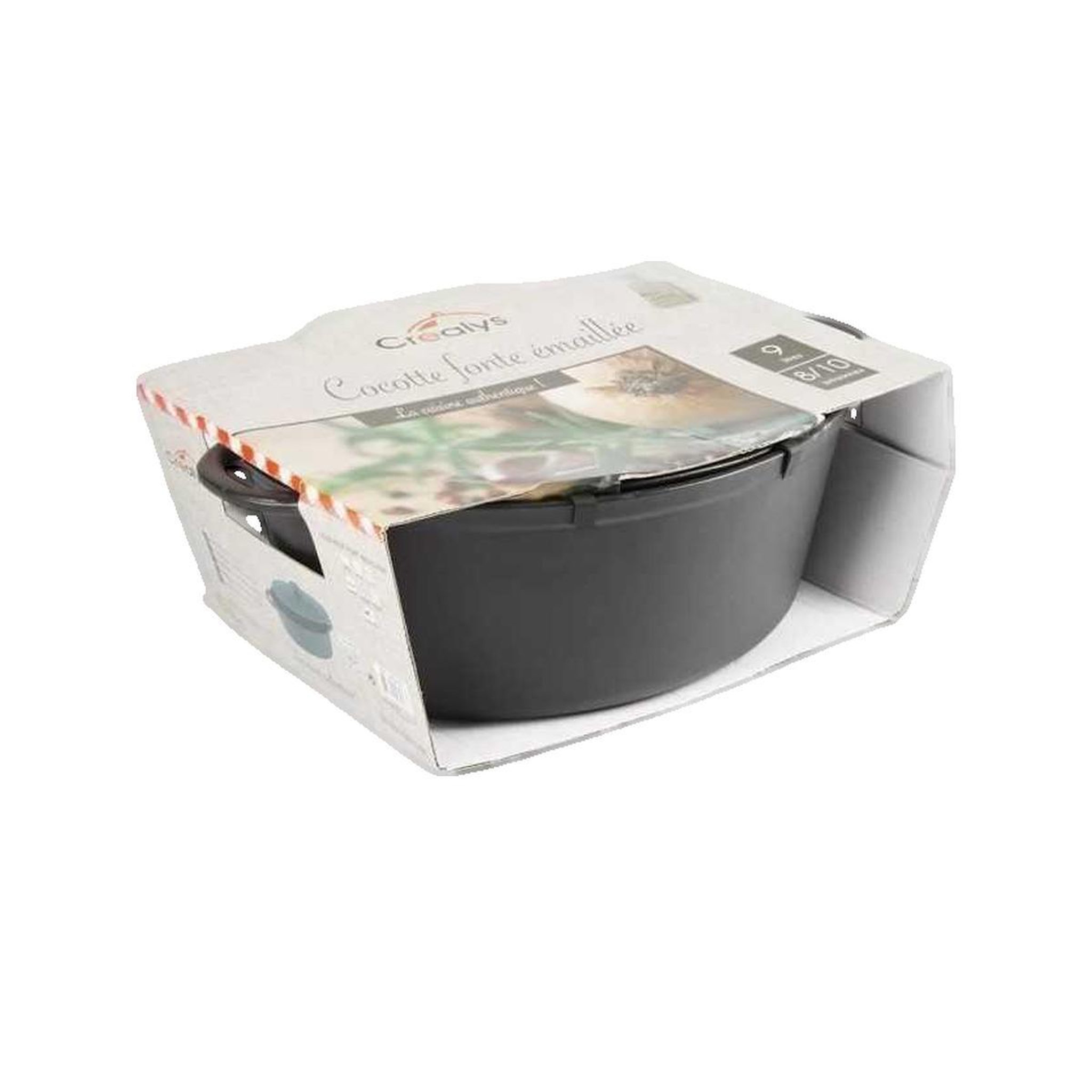 Voir la diapositive 2 : Crealys Cocotte Crealys Gourmet 9 litres noire ovale