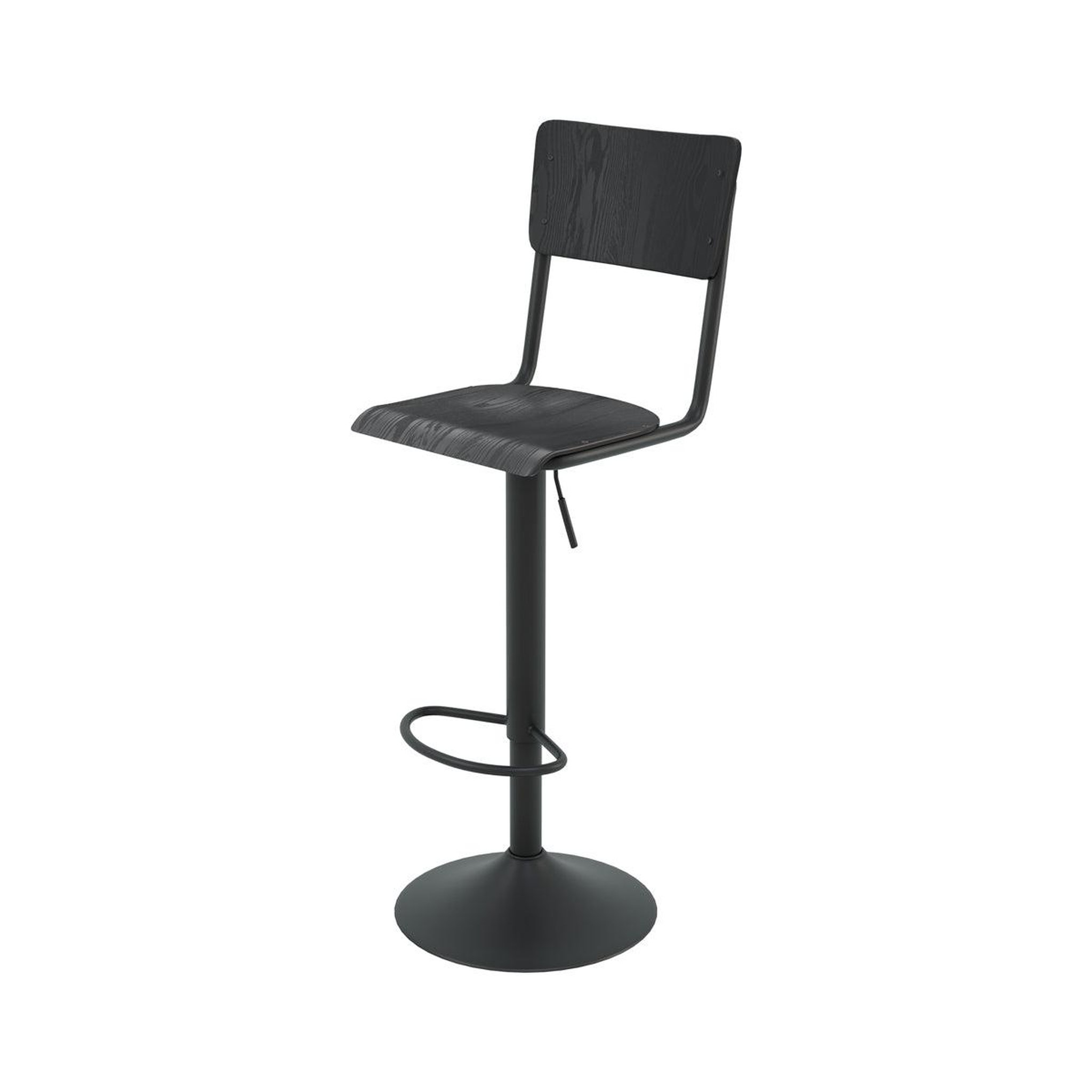 Voir la diapositive 3 : MAISON PAVANE Lot de 2 chaises de bar réglables 60/80 cm en bois noir-clem