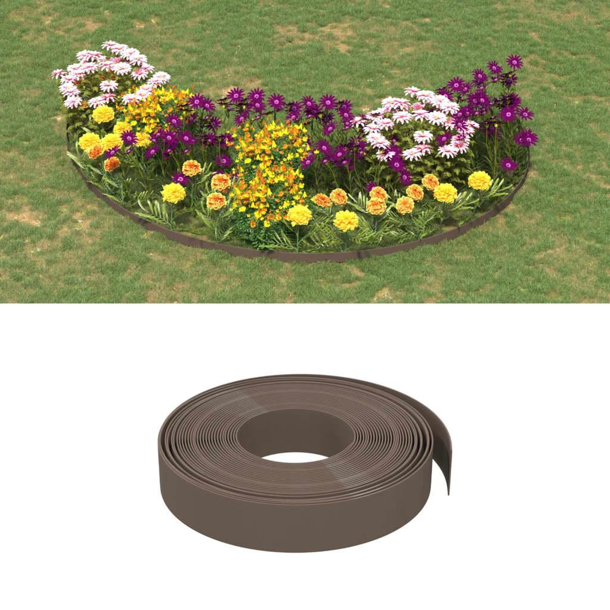 VIDAXL Bordures de jardin 2 pcs marron 10 m 10 cm polyethylene