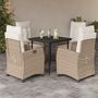 Voir la diapositive 1 : VIDAXL Ensemble a manger de jardin avec coussins 5pcs Beige poly rotin