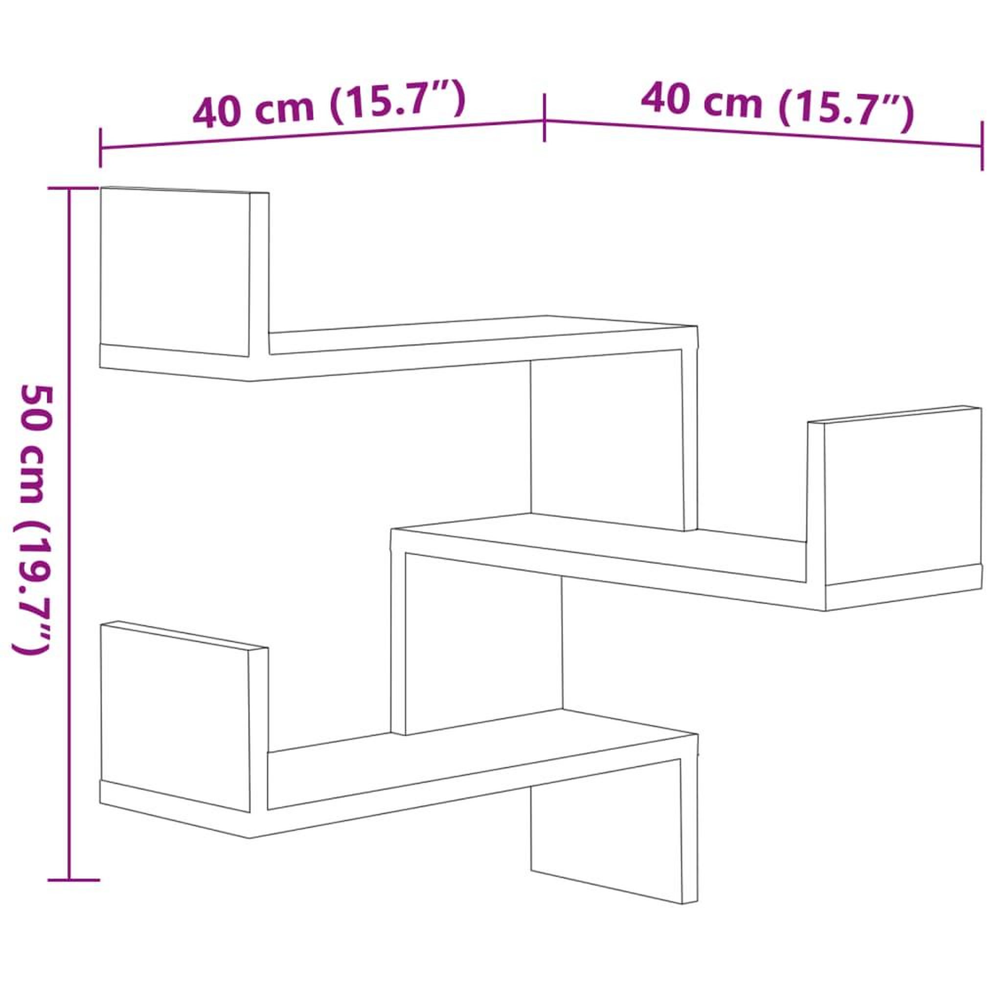 Voir la diapositive 6 : VIDAXL Etageres d'angle murales 2 pcs Sonoma gris 40x40x50 cm Bois