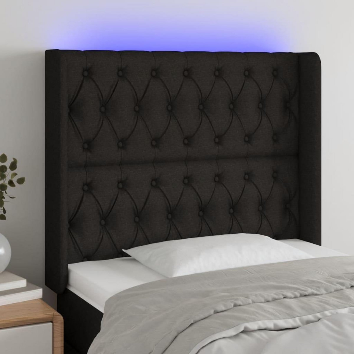 VIDAXL Tete de lit a LED Noir 103x16x118/128 cm Tissu