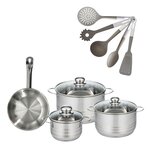 Fackelmann Lot de 1 Poêle 20 cm et 3 Faitouts 16/20/24 cm Fackelmann Eterna avec 5 ustensiles