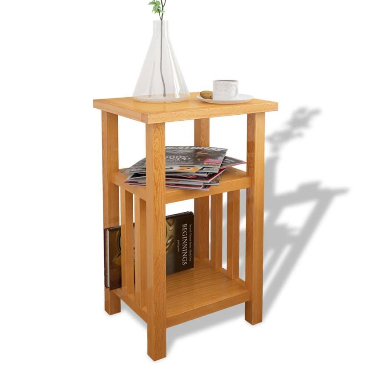 VIDAXL Table d'appoint avec etagere a revues Chene massif 27x35x55 cm