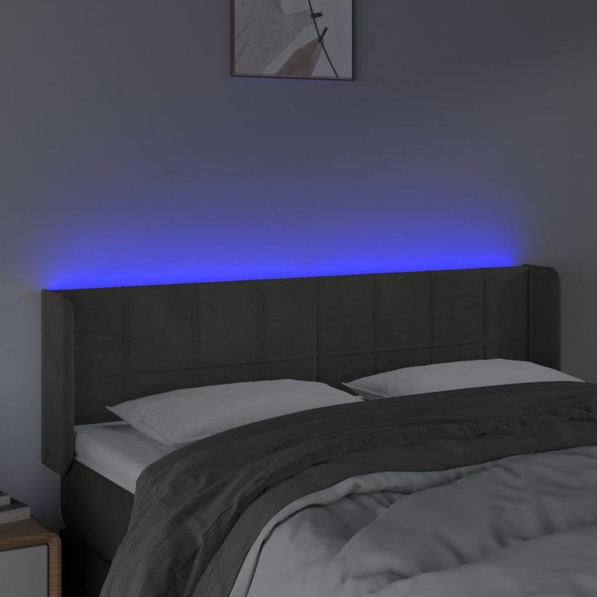 VIDAXL Tete de lit a LED Gris fonce 147x16x78/88 cm Velours