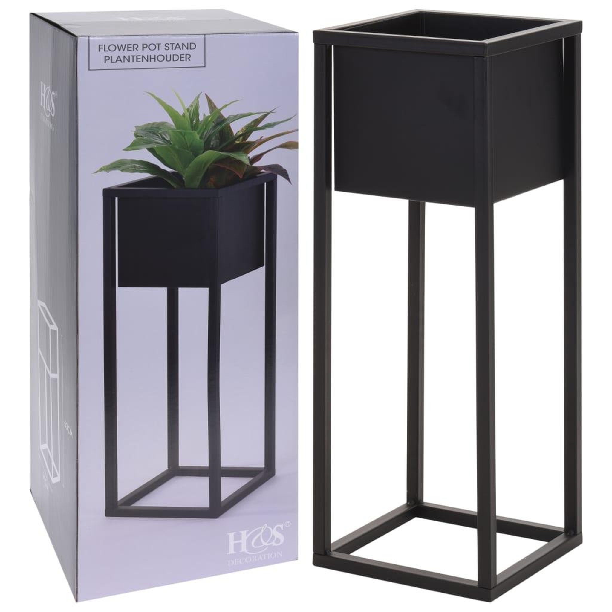 Voir la diapositive 3 : H&S Collection H&S Collection Pot de fleurs sur pied Metal Noir 60 cm