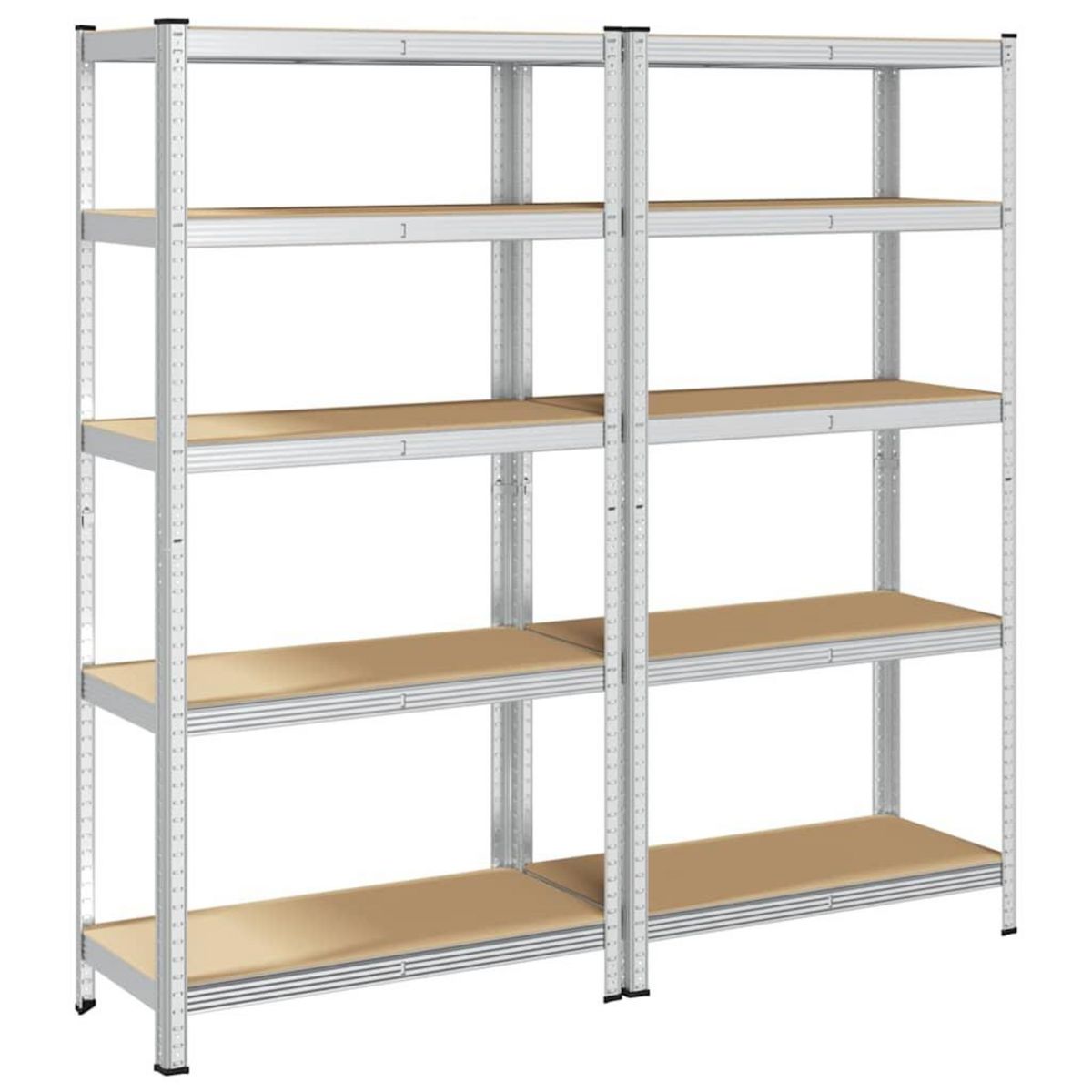 VIDAXL Etagere a 5 niveaux 2 pcs Argente Acier et bois ingenierie