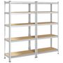 Voir la diapositive 2 : VIDAXL Etagere a 5 niveaux 2 pcs Argente Acier et bois ingenierie