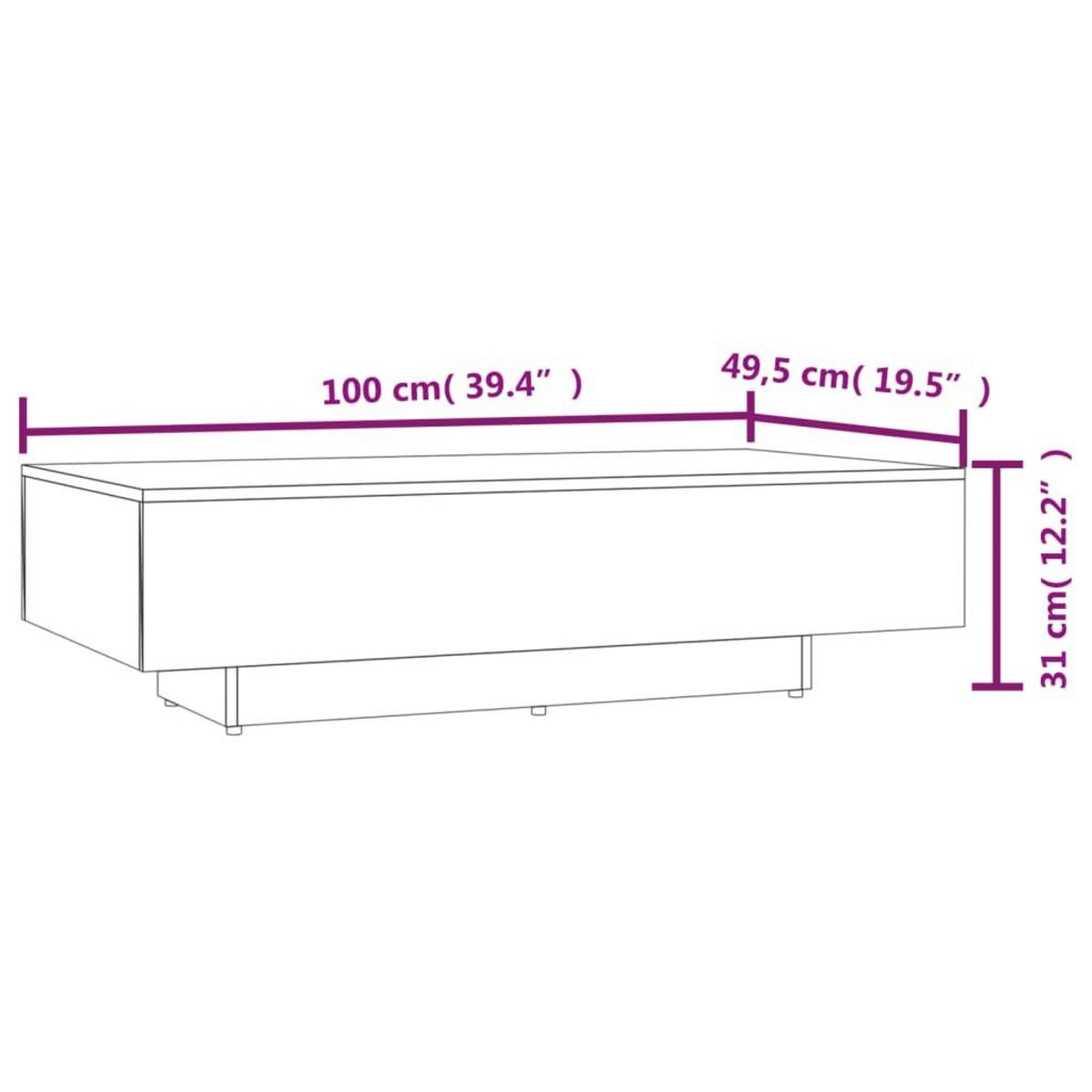 VIDAXL Table basse chene fume 100x49,5x31 cm bois d'ingenierie