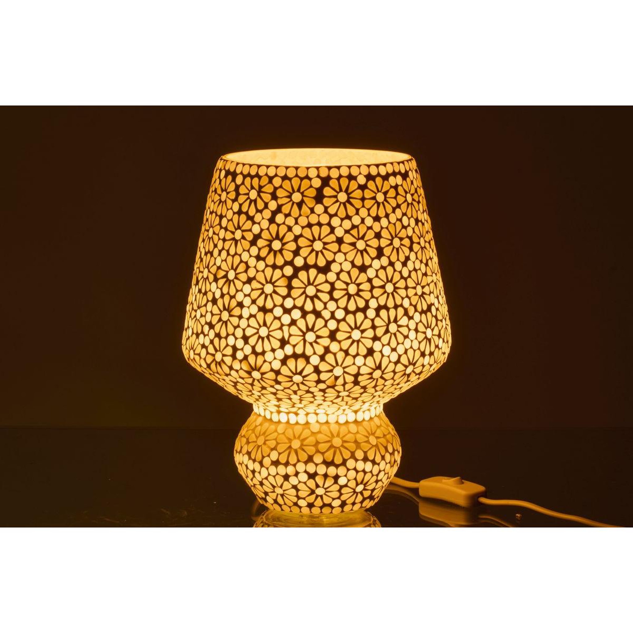 Voir la diapositive 3 : J-LINE Lampe à poser mosaïque  tammy  30cm blanc & vert