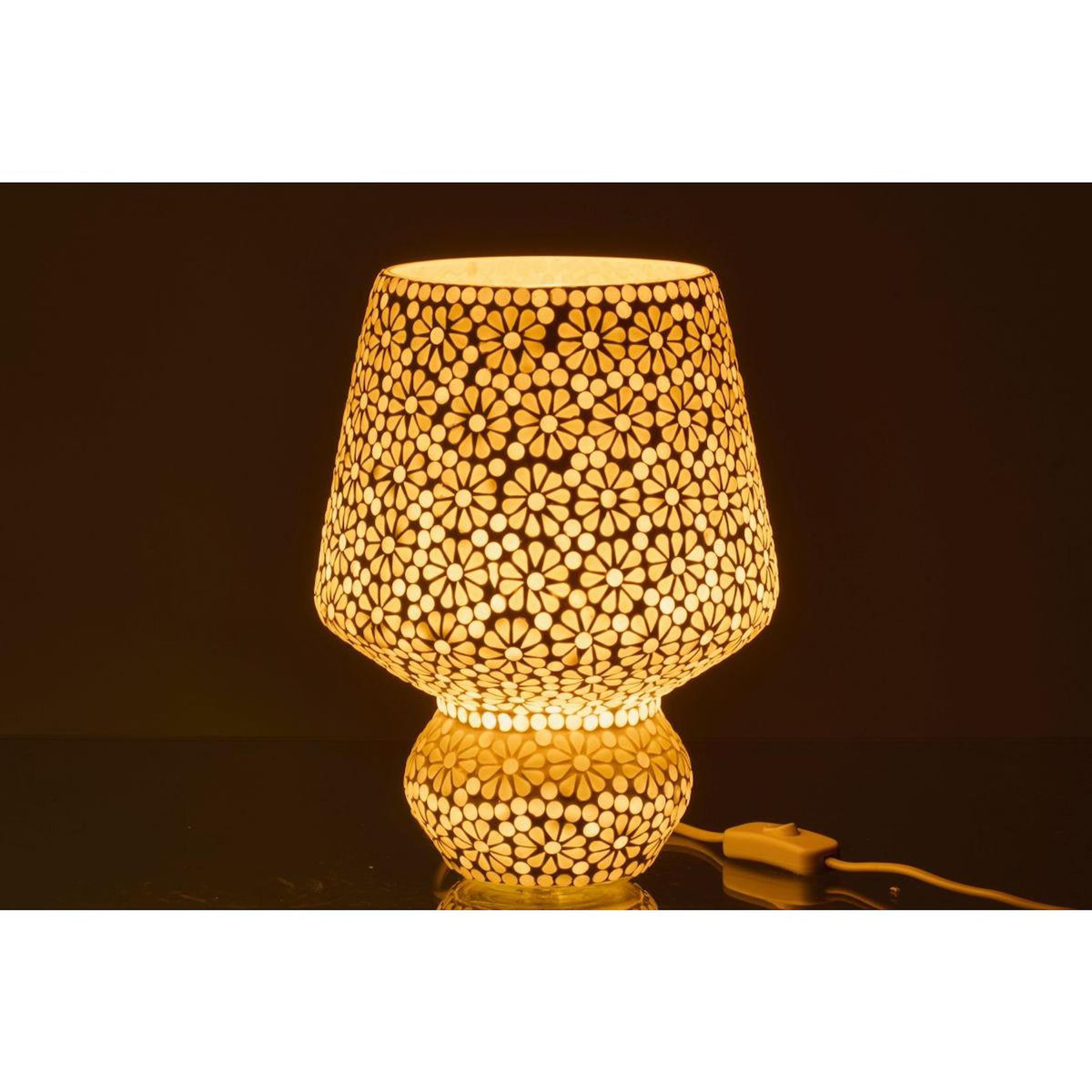 Paris Prix Lampe à Poser Mosaïque  Tammy  30cm Blanc & Vert