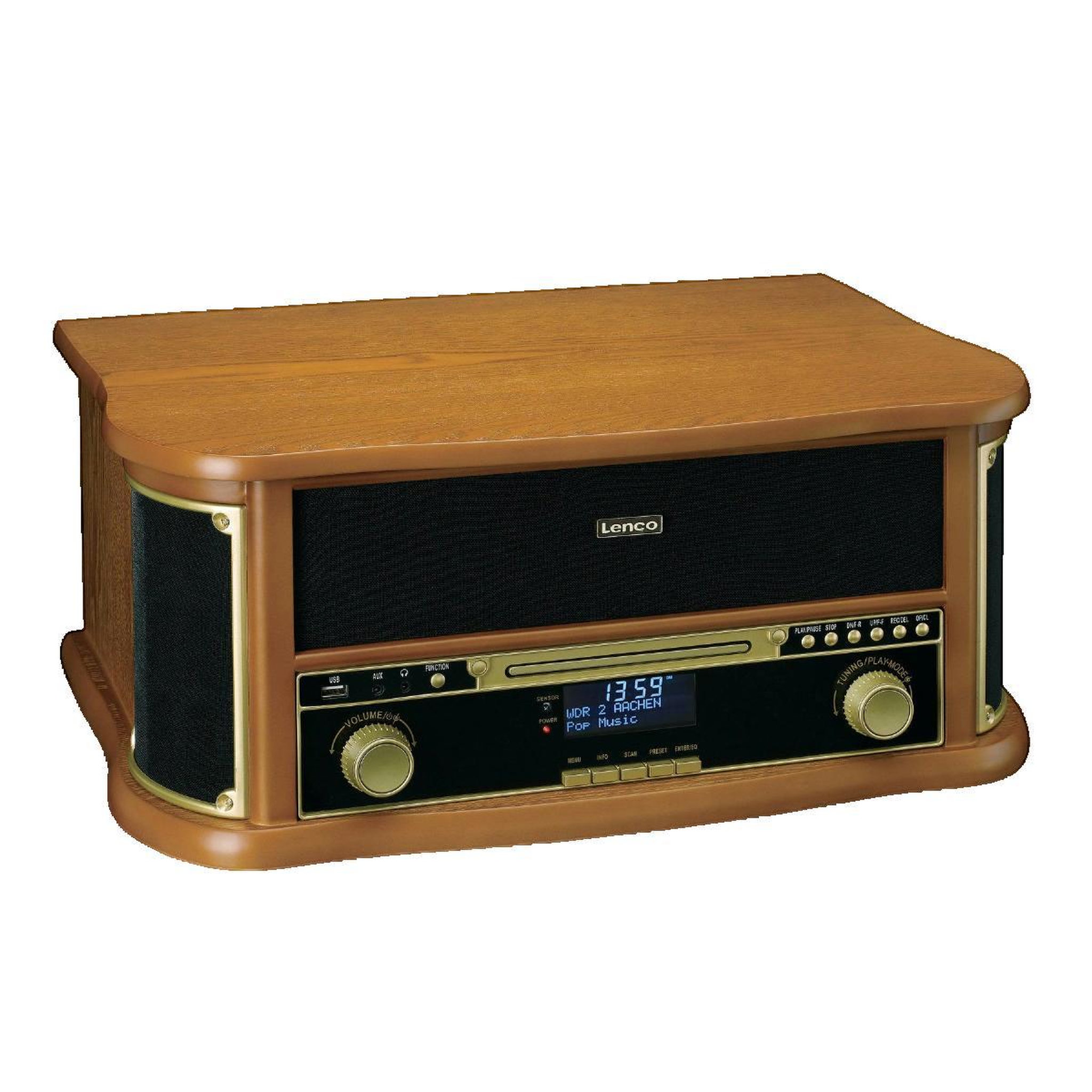 Voir la diapositive 3 : Lenco Platines vinyles Lenco TCD-2571WD bois multifonction