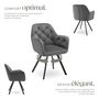 Voir la diapositive 3 : tectake Fauteuil pivotant en velours avec accoudoirs rembourré avec motif matelassé gris anthracite Lot de 6