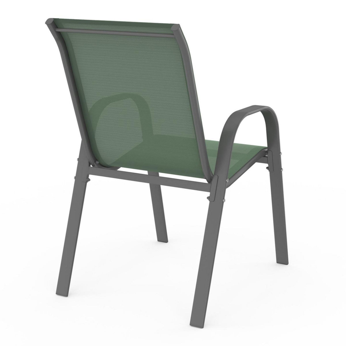 ID MARKET Lot de 6 chaises de jardin LYMA métal et textilène empilables vert olive