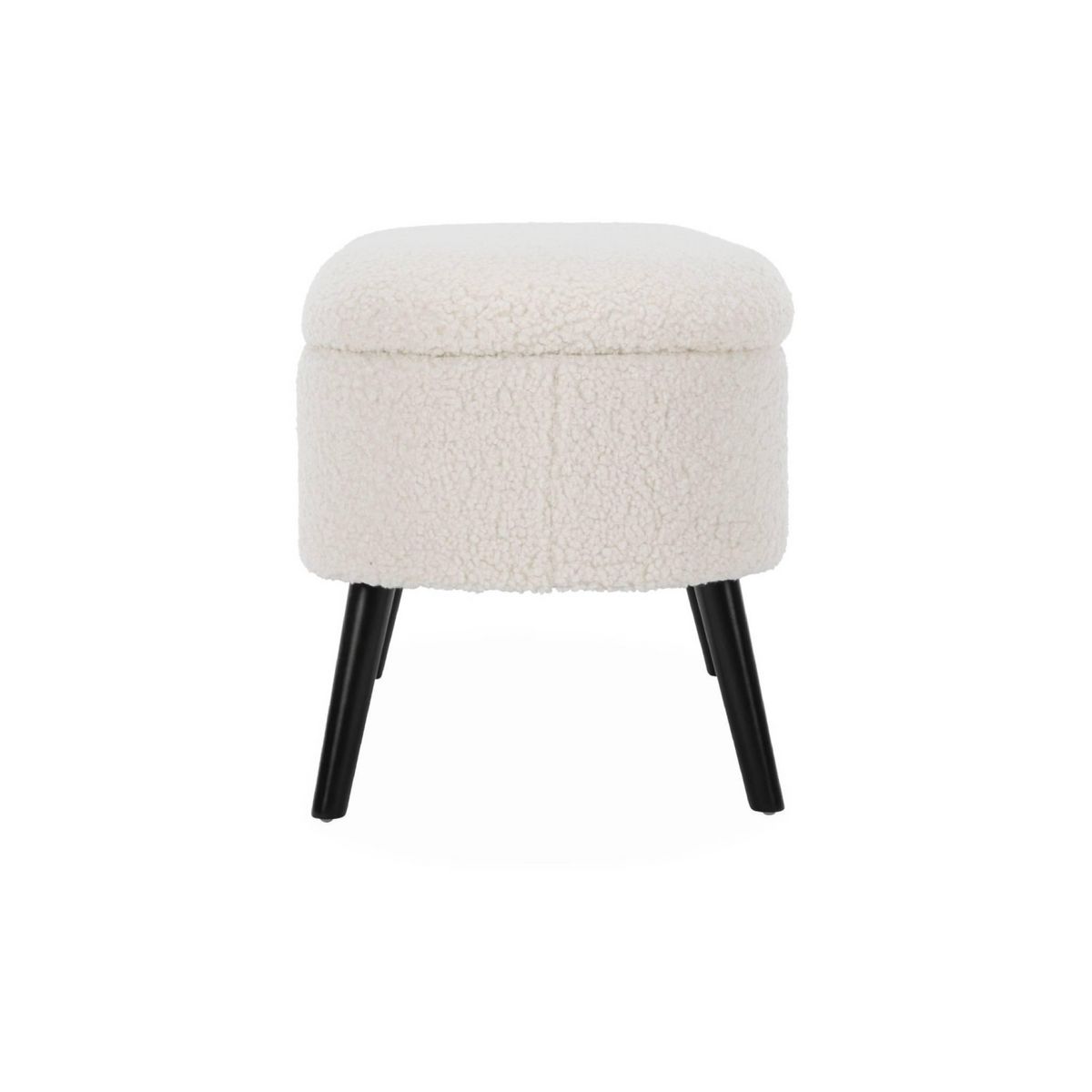 SWEEEK Banc coffre, bout de lit avec revêtement bouclette, pieds en bois noir