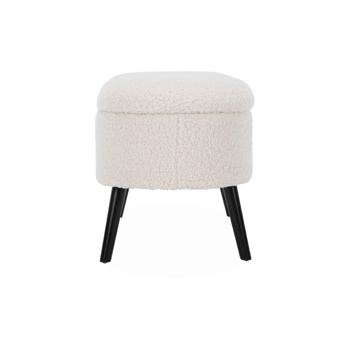 SWEEEK Banc coffre, bout de lit avec revêtement bouclette, pieds en bois noir