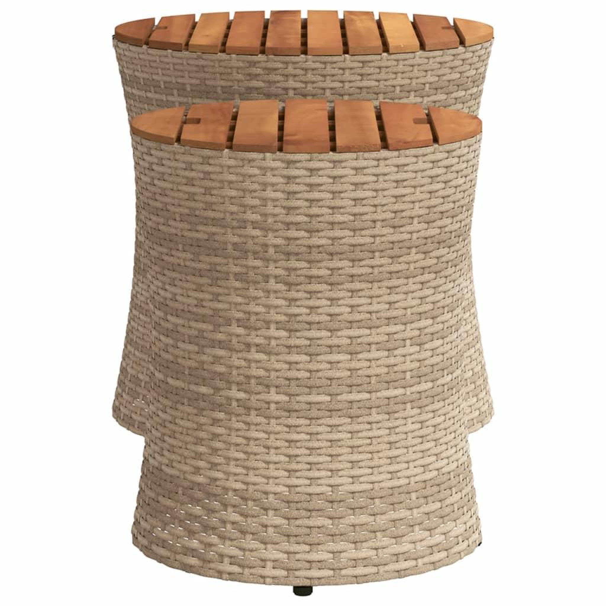 Voir la diapositive 5 : VIDAXL Tables d'appoint de jardin 2pcs dessus en bois beige poly rotin