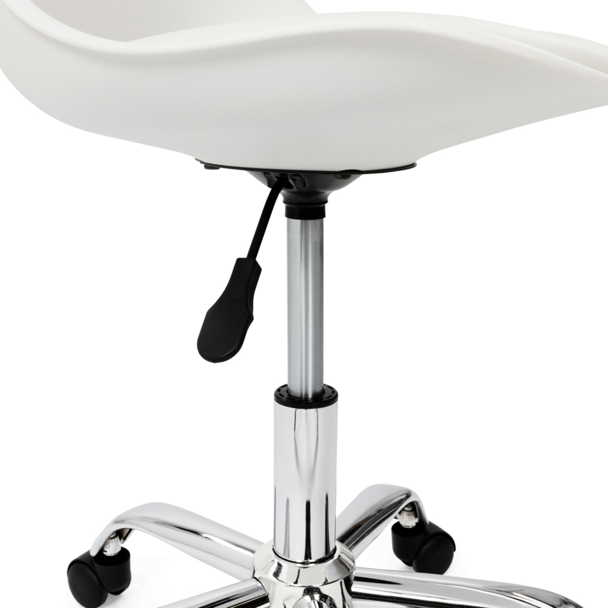 ID MARKET Chaise de bureau scandinave SARA blanche à roulettes