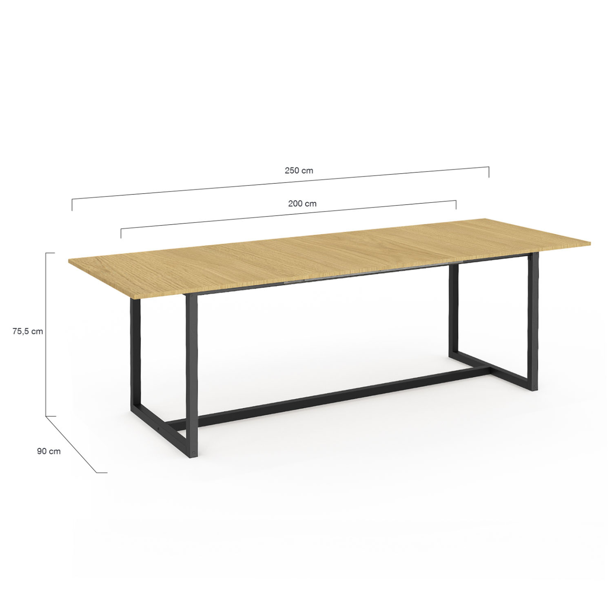 Voir la diapositive 5 : ID MARKET Table à manger extensible rectangle detroit 8-12 personnes design industriel 200-250 cm