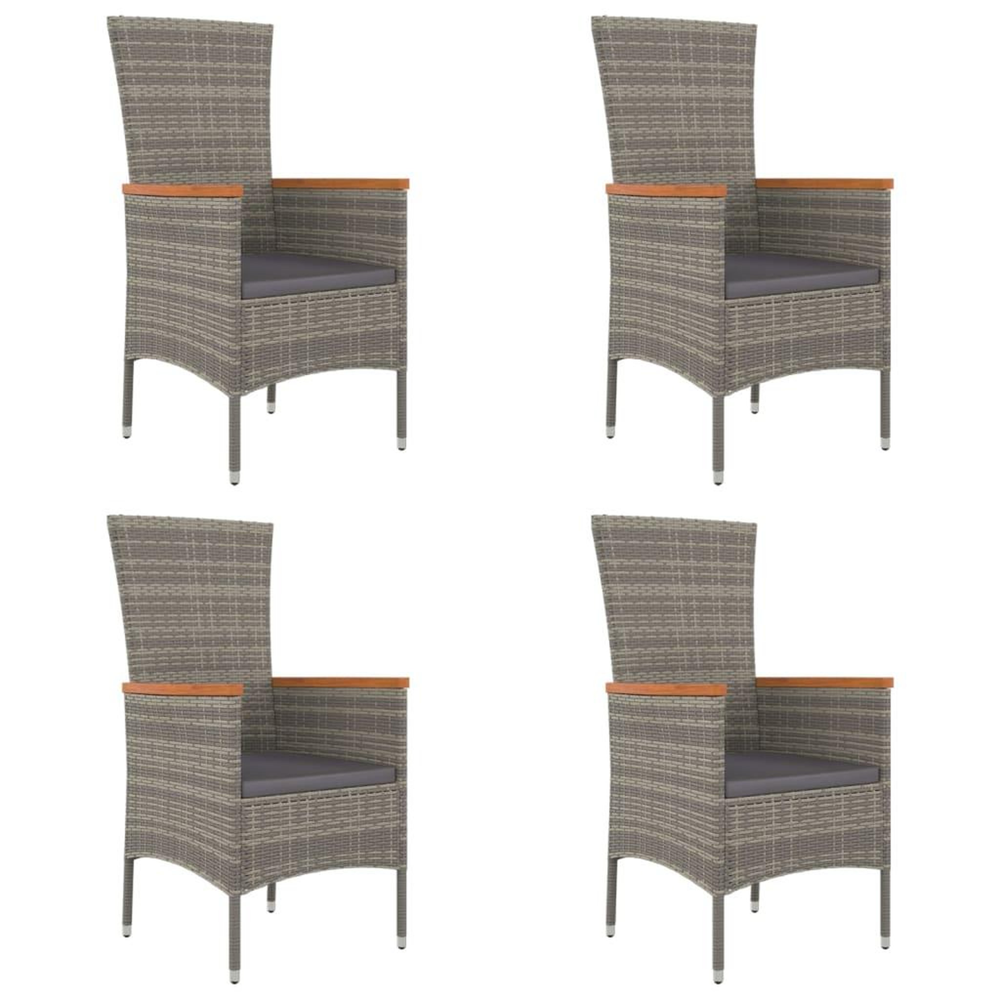 Voir la diapositive 2 : VIDAXL Chaises de jardin avec coussins lot de 4 Resine tressee Gris