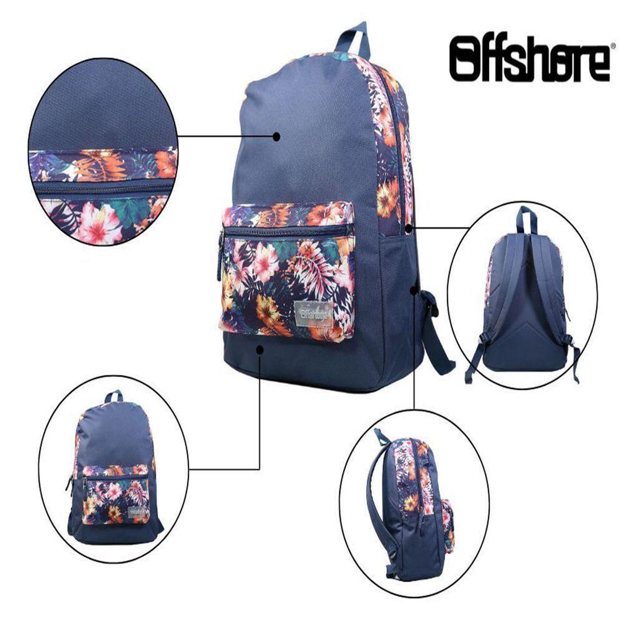 Voir la diapositive 5 : Bagtrotter BAGTROTTER Sac à dos 1 compartiment Offshore Hibiscus Fleurs Multicolore