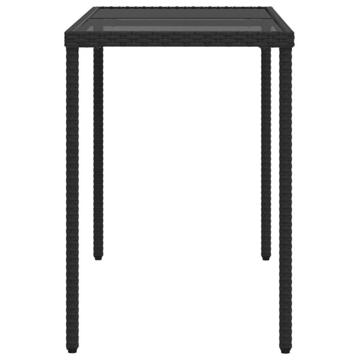 VIDAXL Table de jardin dessus en verre noir 115x54x74cm resine tressee