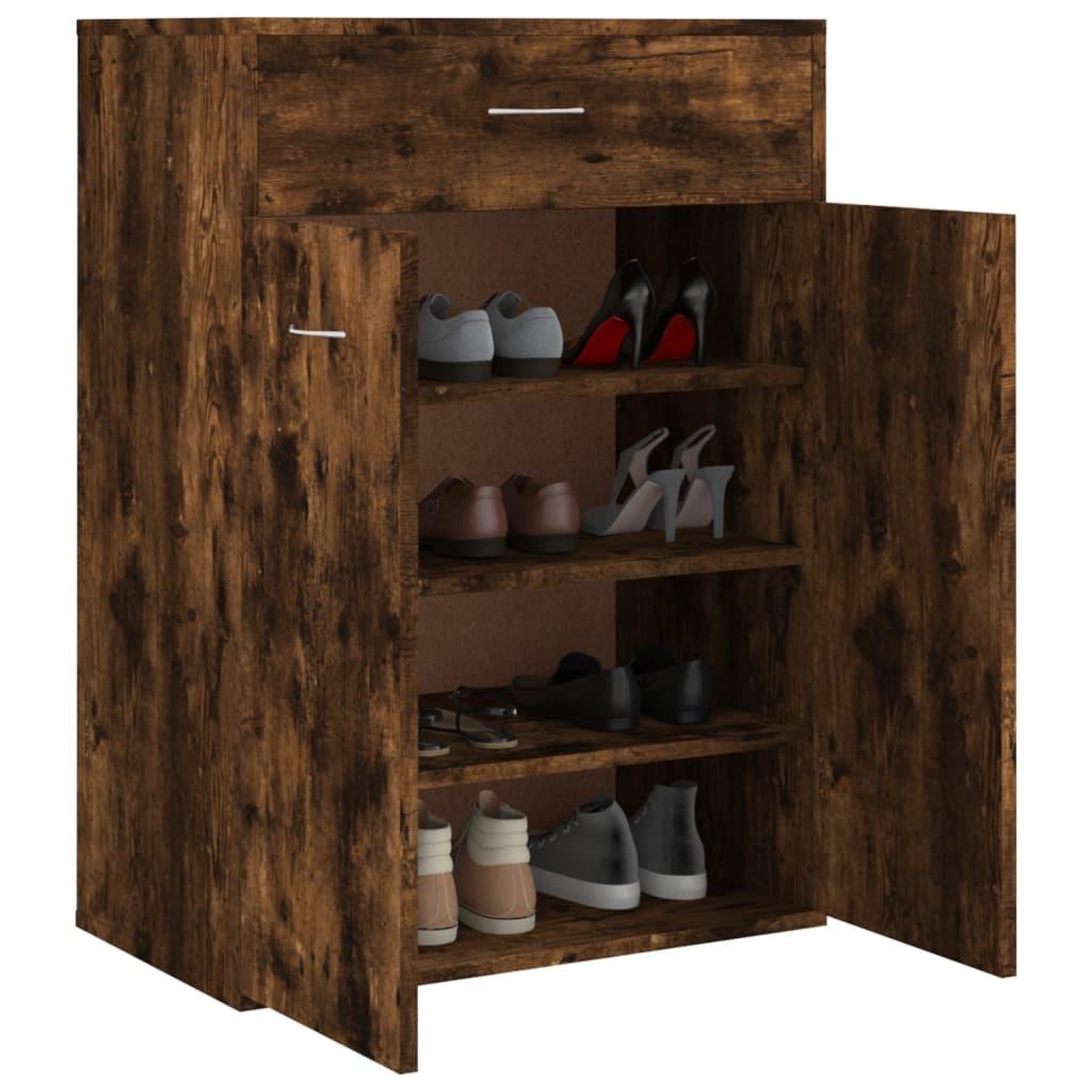 Voir la diapositive 5 : VIDAXL Armoire a chaussures Chene fume 60x35x84 cm Bois d'ingenierie