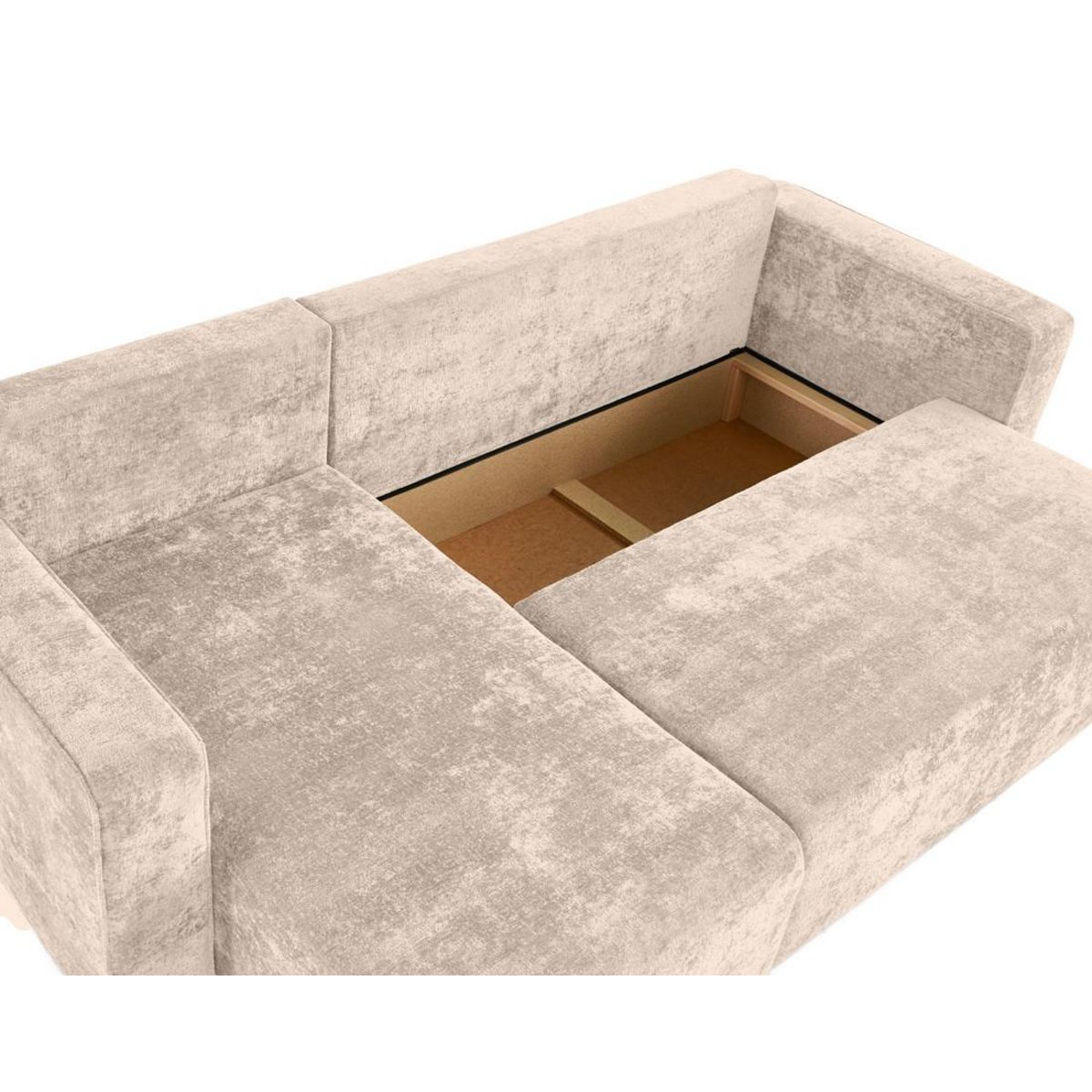 BEST MOBILIER Topaze - canapé d'angle réversible 4 places convertible avec coffre en velours à relief texturé