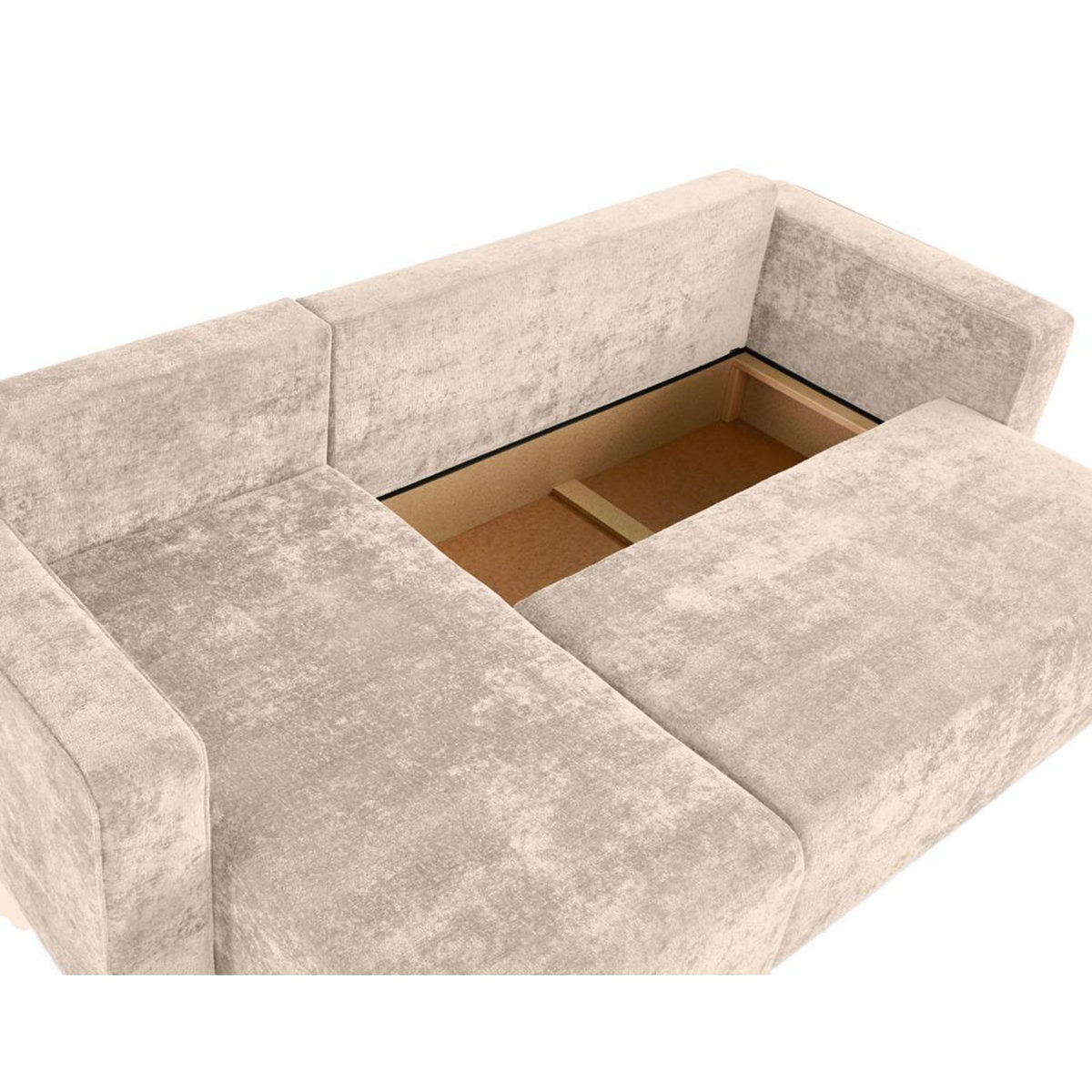 BEST MOBILIER Topaze - canapé d'angle réversible 4 places convertible avec coffre en velours à relief texturé