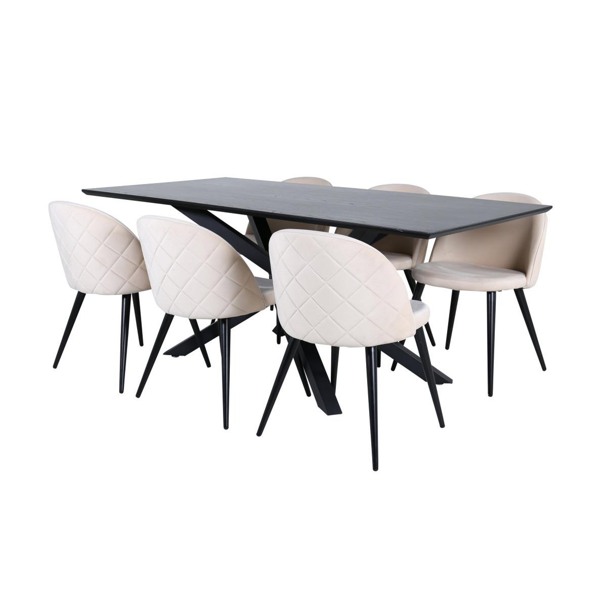 Voir la diapositive 3 : Paris Prix Ensemble table à manger & 6 chaises  piazza & velvet  180cm noir & beige