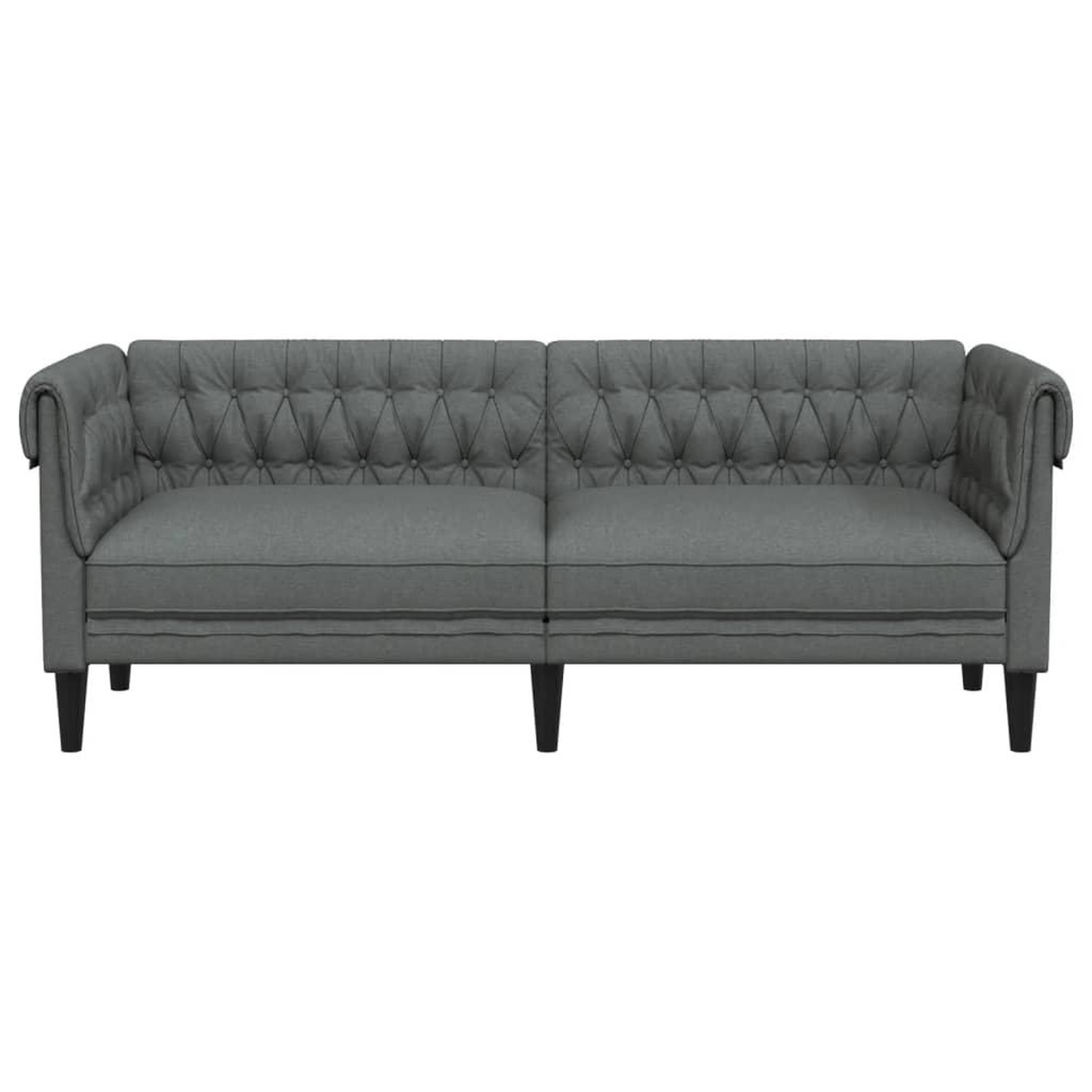 Voir la diapositive 4 : VIDAXL Canape Chesterfield 3 places gris fonce tissu