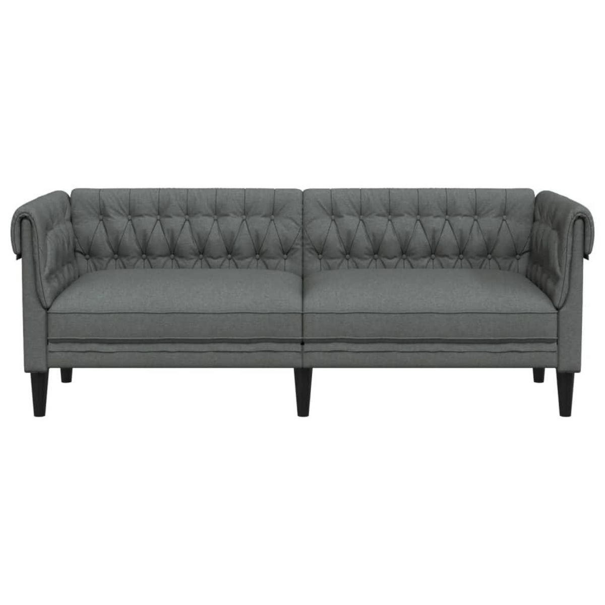VIDAXL Canape Chesterfield 3 places gris fonce tissu