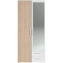 Voir la diapositive 5 : PARISOT Armoire VARIA - Décor chene et blanc - 2 portes - Miroir - L 80,7 x P 51,7 x H 185 cm - PARISOT