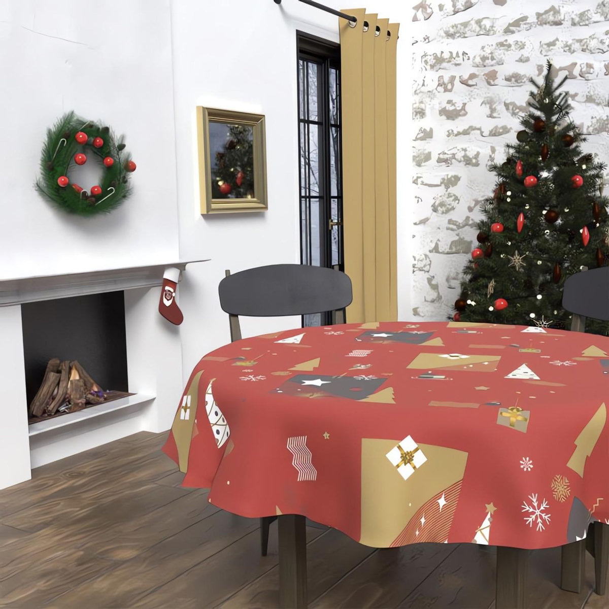 SOLEIL D'OCRE Nappe anti-tâches SAPIN, par Soleil d'Ocre