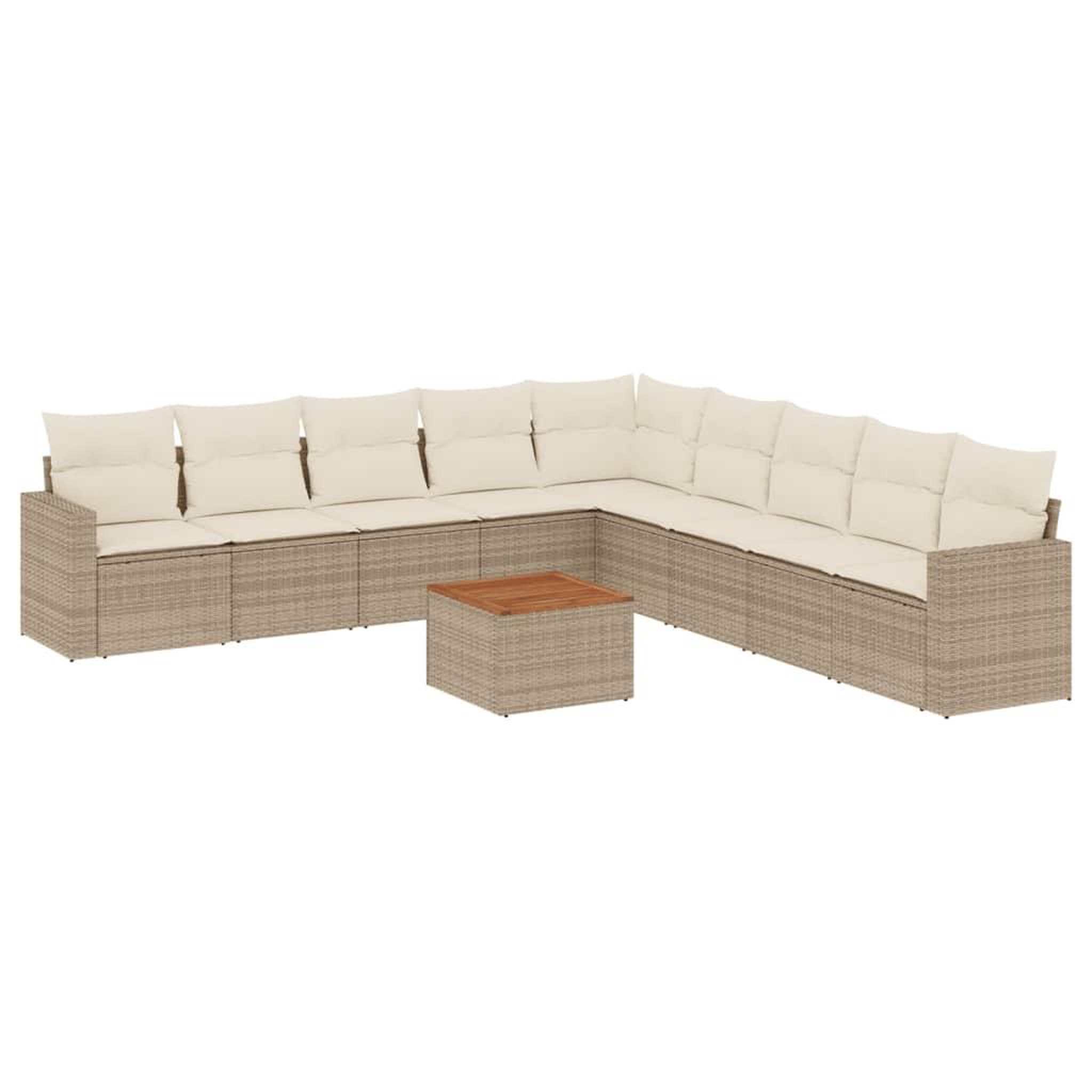Voir la diapositive 2 : VIDAXL Salon de jardin avec coussins 10 pcs beige resine tressee
